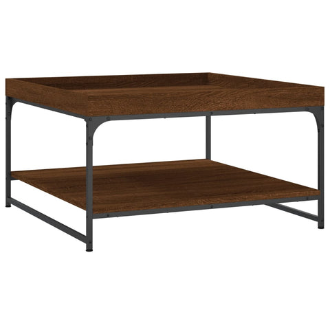 vidaXL Coffee Table Brown Oak 80x80x45 cm Engineered Wood and Iron