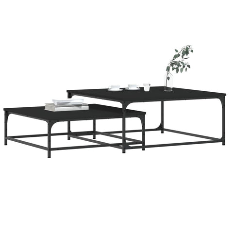 vidaXL Nesting Coffee Tables 2 pcs Black Engineered Wood