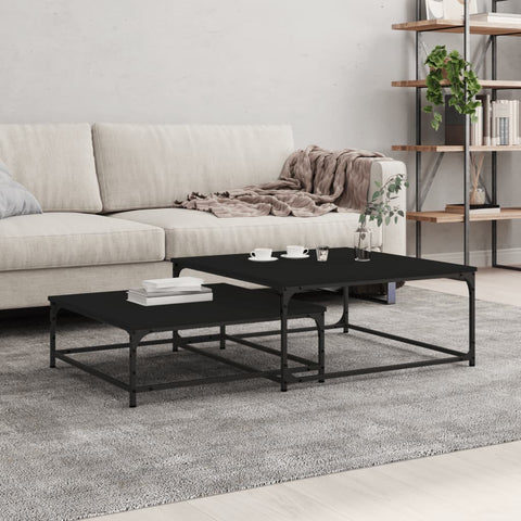 vidaXL Nesting Coffee Tables 2 pcs Black Engineered Wood