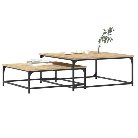 vidaXL Nesting Coffee Tables 2 pcs Sonoma Oak Engineered Wood