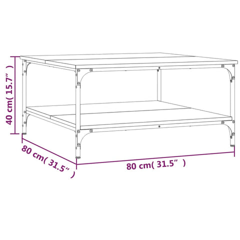 vidaXL Coffee Table Grey Sonoma 80x80x40 cm Engineered Wood