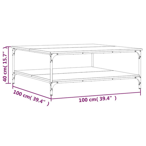 vidaXL Coffee Table Grey Sonoma 100x100x40 cm Engineered Wood
