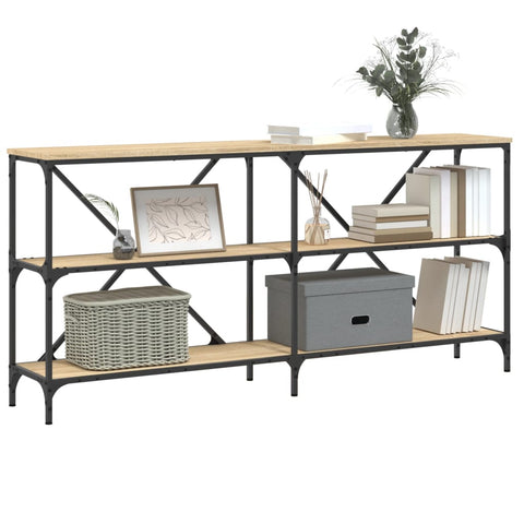 vidaXL Console Table Sonoma Oak 160x30x75 cm Engineered Wood and Iron