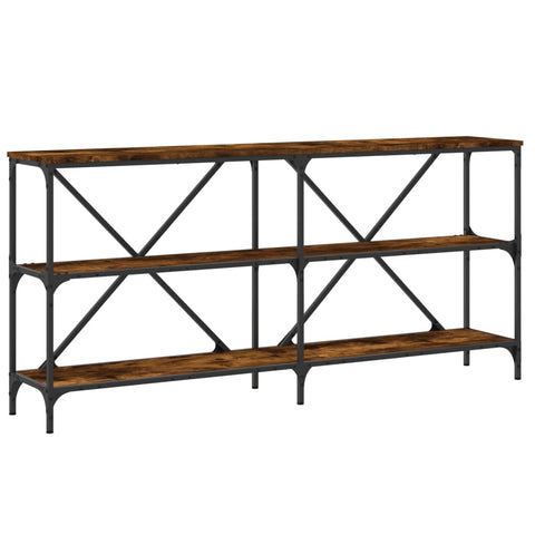 vidaXL Console Table Smoked Oak 160x30x75 cm Engineered Wood and Iron