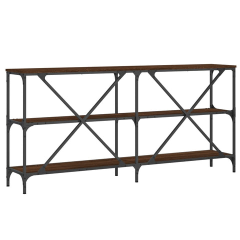 vidaXL Console Table Brown Oak 160x30x75 cm Engineered Wood and Iron