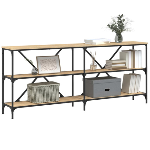 vidaXL Console Table Sonoma Oak 180x30x75 cm Engineered Wood and Iron