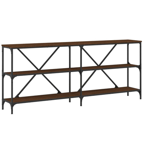 vidaXL Console Table Brown Oak 180x30x75 cm Engineered Wood and Iron