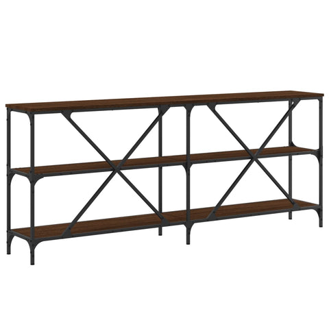 vidaXL Console Table Brown Oak 180x30x75 cm Engineered Wood and Iron