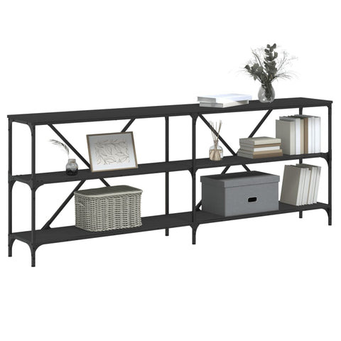 vidaXL Console Table Black 200x30x75 cm Engineered Wood and Iron