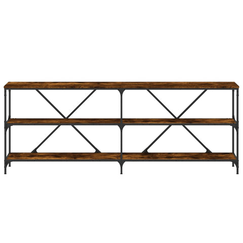 vidaXL Console Table Smoked Oak 200x30x75 cm Engineered Wood and Iron