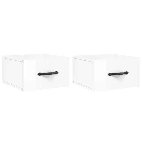 vidaXL Wall-mounted Bedside Cabinets 2 pcs High Gloss White 35x35x20 cm