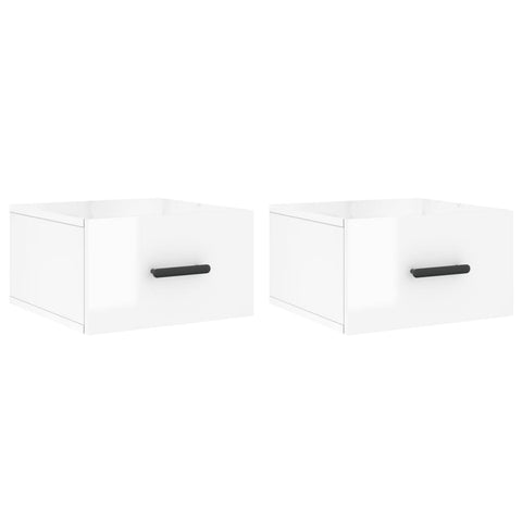 vidaXL Wall-mounted Bedside Cabinets 2 pcs High Gloss White 35x35x20 cm