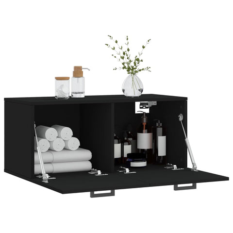 vidaXL Wall Cabinet Black 80x36.5x35 cm Engineered Wood