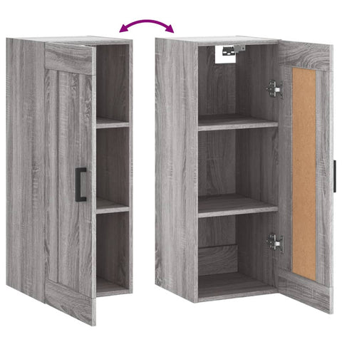 vidaXL Wall Mounted Cabinet Grey Sonoma 34.5x34x90 cm Engineered Wood