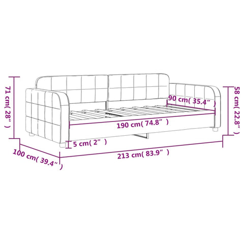 vidaXL Day Bed without Mattress Dark Grey 90x190 cm Single Velvet