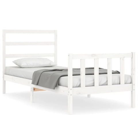 vidaXL Bed Frame without Mattress White Small Single Solid Wood Pine