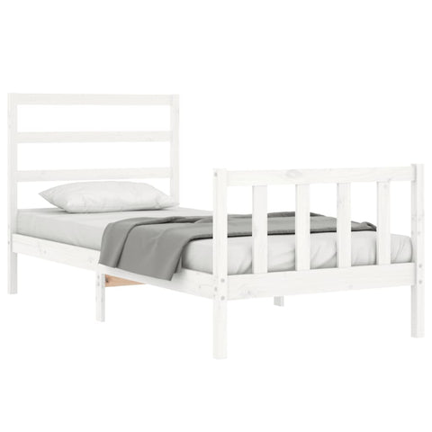 vidaXL Bed Frame without Mattress White Small Single Solid Wood Pine