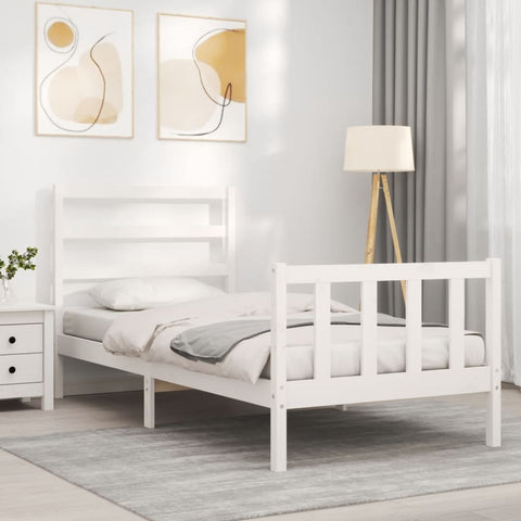 vidaXL Bed Frame without Mattress White Small Single Solid Wood Pine