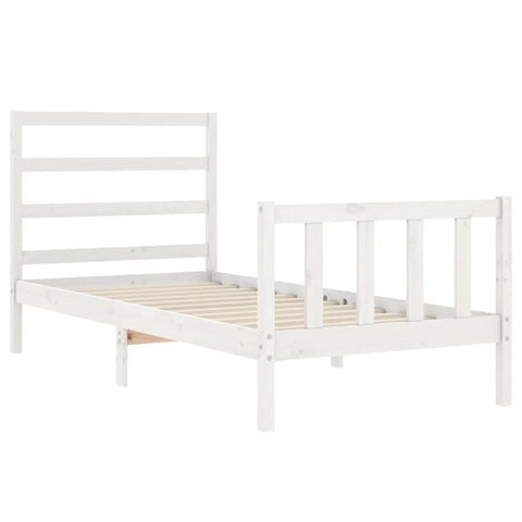 vidaXL Bed Frame without Mattress White Small Single Solid Wood Pine
