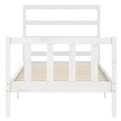 vidaXL Bed Frame without Mattress White Small Single Solid Wood Pine