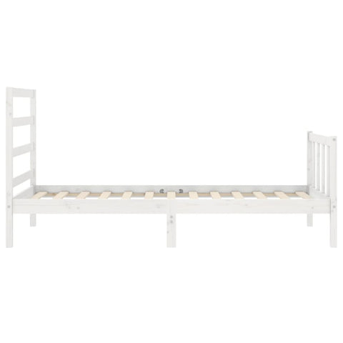 vidaXL Bed Frame without Mattress White Small Single Solid Wood Pine