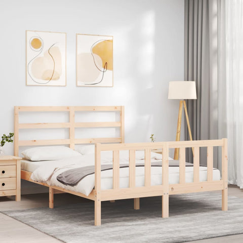 vidaXL Bed Frame without Mattress Double Solid Wood Pine