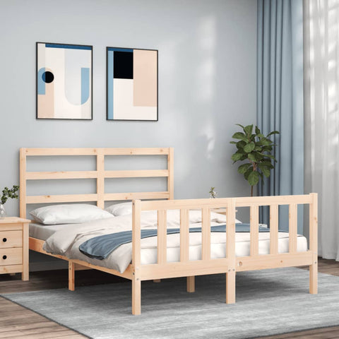 vidaXL Bed Frame without Mattress Double Solid Wood Pine