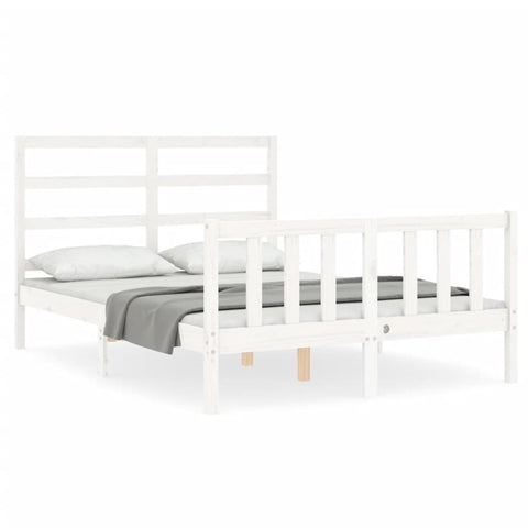 vidaXL Bed Frame without Mattress White 140x190 cm Solid Wood Pine