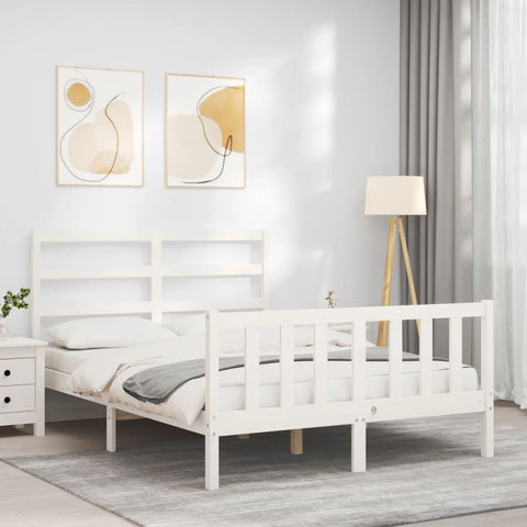 vidaXL Bed Frame without Mattress White 140x190 cm Solid Wood Pine