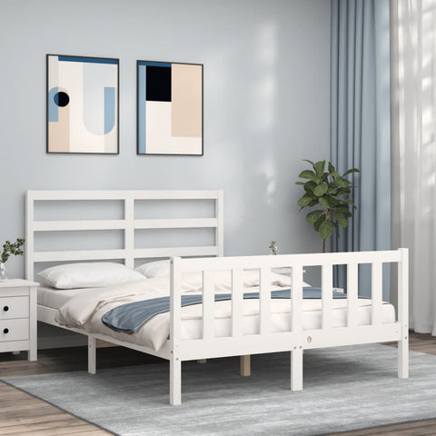 vidaXL Bed Frame without Mattress White 140x190 cm Solid Wood Pine