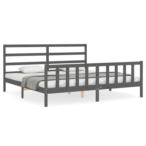 vidaXL Bed Frame without Mattress Grey 200x200 cm Solid Wood Pine