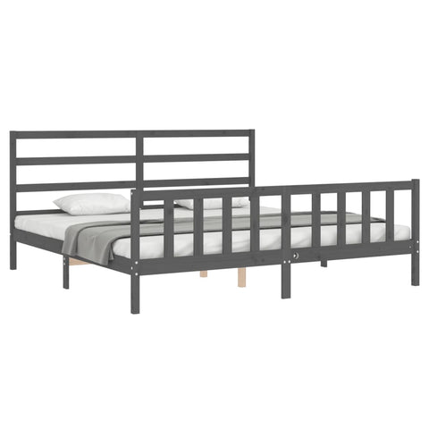 vidaXL Bed Frame without Mattress Grey 200x200 cm Solid Wood Pine