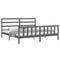vidaXL Bed Frame without Mattress Grey 200x200 cm Solid Wood Pine