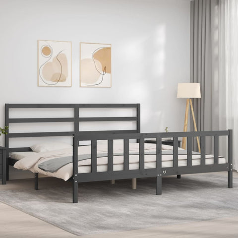 vidaXL Bed Frame without Mattress Grey 200x200 cm Solid Wood Pine