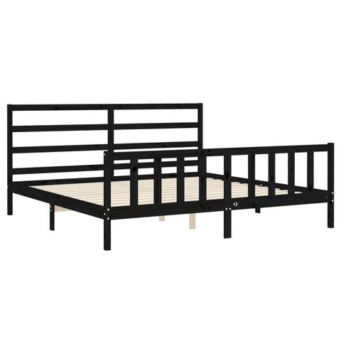 vidaXL Bed Frame without Mattress Black 200x200 cm Solid Wood Pine