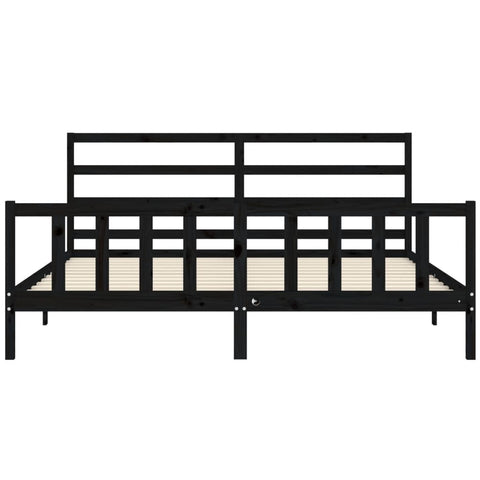 vidaXL Bed Frame without Mattress Black 200x200 cm Solid Wood Pine