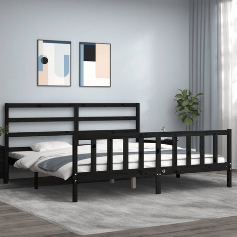 vidaXL Bed Frame without Mattress Black 200x200 cm Solid Wood Pine
