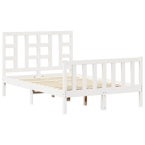 vidaXL Bed Frame without Mattress White Small Double Solid Wood Pine
