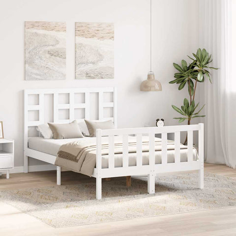 vidaXL Bed Frame without Mattress White Small Double Solid Wood Pine