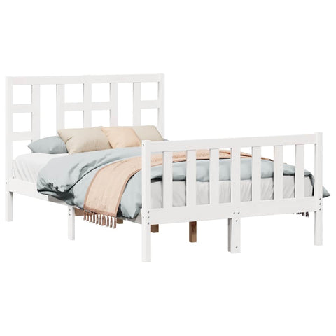 vidaXL Bed Frame without Mattress White Small Double Solid Wood Pine