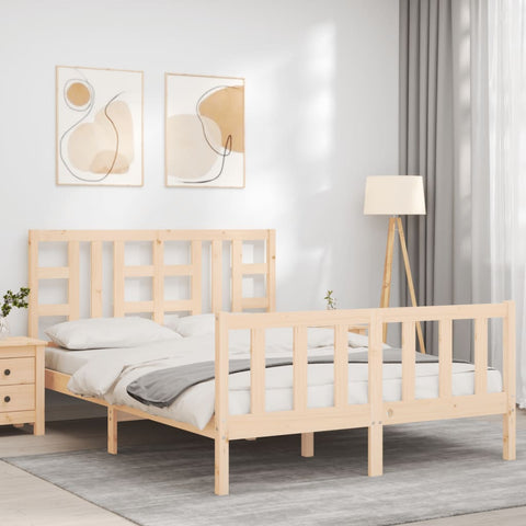 vidaXL Bed Frame without Mattress Double Solid Wood Pine