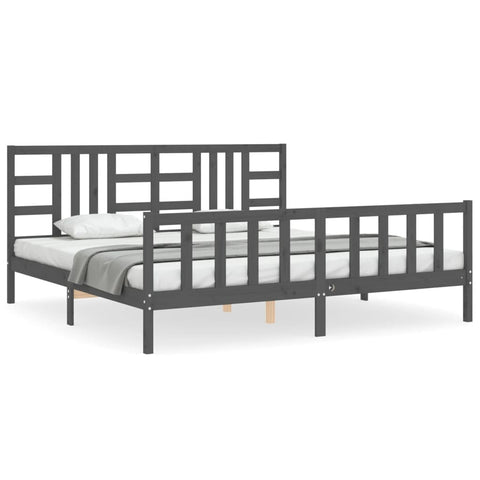 vidaXL Bed Frame without Mattress Grey 200x200 cm Solid Wood Pine
