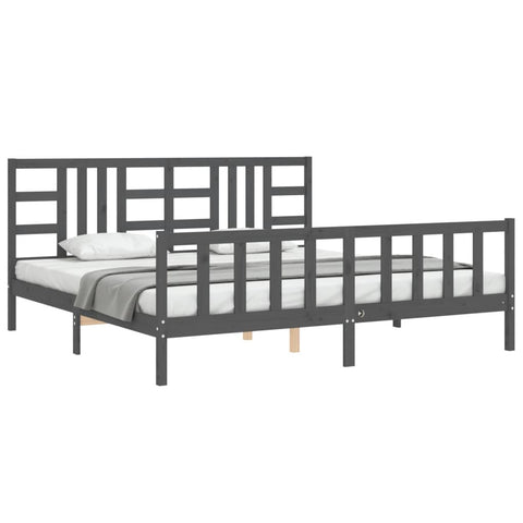 vidaXL Bed Frame without Mattress Grey 200x200 cm Solid Wood Pine