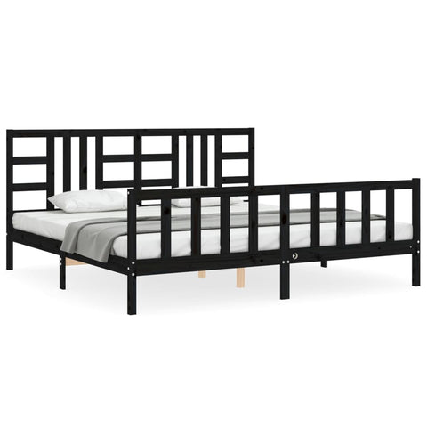vidaXL Bed Frame without Mattress Black 200x200 cm Solid Wood Pine