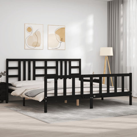 vidaXL Bed Frame without Mattress Black 200x200 cm Solid Wood Pine