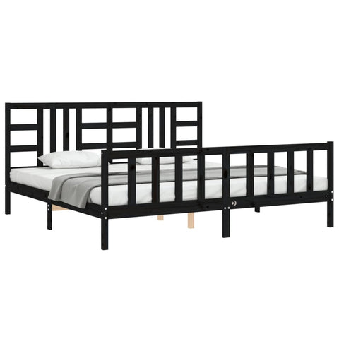 vidaXL Bed Frame without Mattress Black 200x200 cm Solid Wood Pine