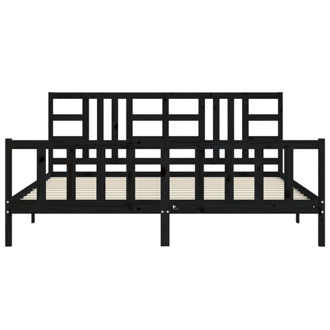 vidaXL Bed Frame without Mattress Black 200x200 cm Solid Wood Pine