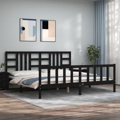 vidaXL Bed Frame without Mattress Black 200x200 cm Solid Wood Pine