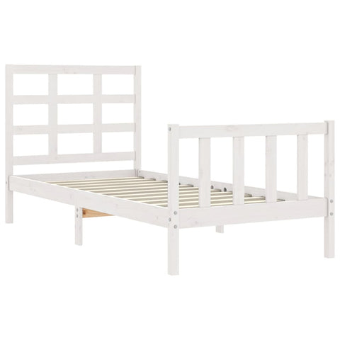 vidaXL Bed Frame without Mattress White Small Single Solid Wood Pine