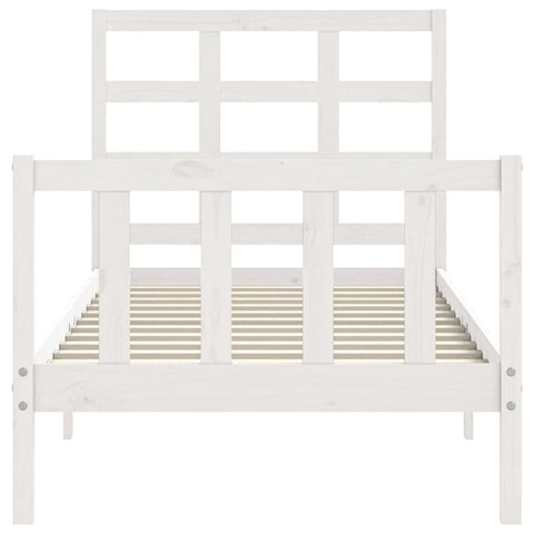 vidaXL Bed Frame without Mattress White Small Single Solid Wood Pine